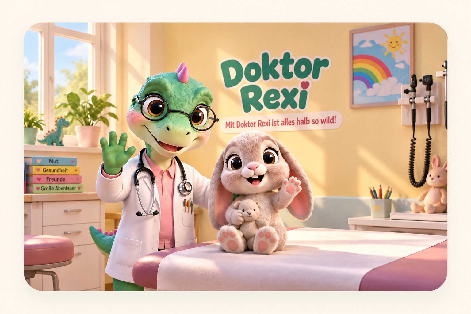 Doktor Rexi und Hase im Sprechzimmer